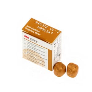 3M Unitek Gold Anodized Temporary Crown, Upper Left First Molar, Size 2, Pkg/5 (UL-2) - UNITEK CROWNS UL2 GOLD ANODIZED TEMP. MOLAR - Image 1