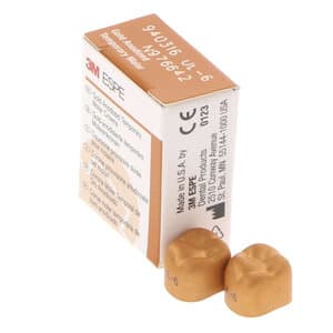 3M Unitek Gold Anodized Temporary Crown, Upper Left First Molar, Size 6 (UL-6), Pack of 5 - UNITEK CROWNS UL6 GOLD ANODIZED TEMP. MOLAR - Image 1