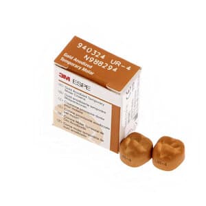 3M Unitek Gold Anodized Temporary Crown, Upper Right First Molar, Size 4 (UR-4), Pack of 5 - UNITEK CROWNS UR4 GOLD ANODIZED TEMP. MOLAR - Image 1