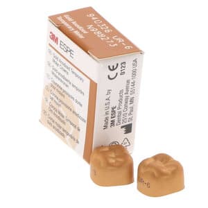3M Unitek Gold Anodized Temporary Crown, Upper Right First Molar, Size 6 (UR-6), Pack of 5 - UNITEK CROWNS UR6 GOLD ANODIZED TEMP. MOLAR - Image 1
