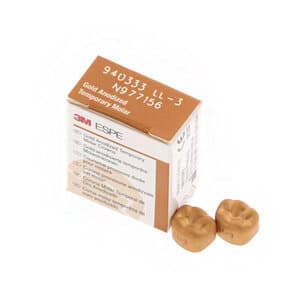 3M Unitek Gold Anodized Temporary Crown, Lower Left First Molar, Size 3, Pack of 5 - UNITEK CROWNS 1LL3 GOLD ANODIZED TEMP. MOLAR - Image 1