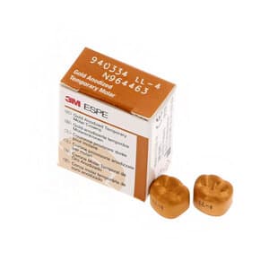 3M Unitek Gold Anodized Temporary Crown, Lower Left First Molar, Size 4, Pack of 5 (LL-4) - UNITEK CROWNS 1LL4 GOLD ANODIZED TEMP. MOLAR - Image 1