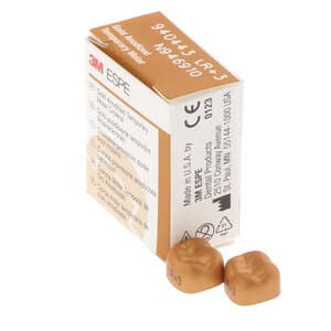 3M Unitek Gold Anodized Temporary Crown, Lower Right Second Molar, Size 3, Pkg/5, LR-3 - UNITEK CROWNS 2LR3 GOLD ANODIZED TEMP. MOLAR - Image 1