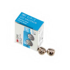 3M ESPE Stainless Steel Primary Molar Crown, ELR2, Lower Right Second Primary Molar, Size 2, 5/Box thumbnail 11