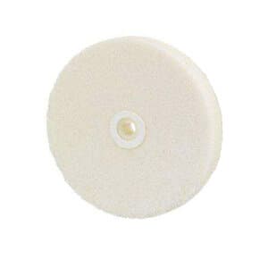 Keystone White Acrylic Knock-Down Wheel, 3" x 3/8" (76 x 9.5 mm), Aluminum Oxide, 36-46 Grit, 1/4" Reinforced Center Hole thumbnail 2