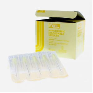 Exel Hypodermic Needle, 20G x 1", Regular Wall, Sterile, Yellow Hub, 100/Box - Exel 20G x 1" Hypodermic Needle (100) - Image 1