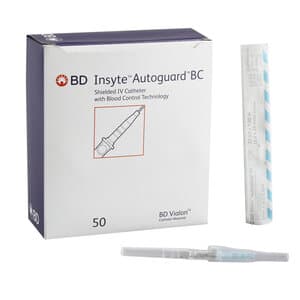 BD Insyte Autoguard IV Catheter, 22 Gauge, Blue, Box of 50 - BD INSYTE AUTOGUARD IV CATH 22GA BLUE BX 50 - Image 1