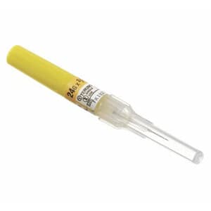 Surflo IV Catheter, 24G x 3/4", PTFE, Yellow, 50/Box - Catheter, IV, 24G x 3/4", PTFE, Yellow (50) - Image 1