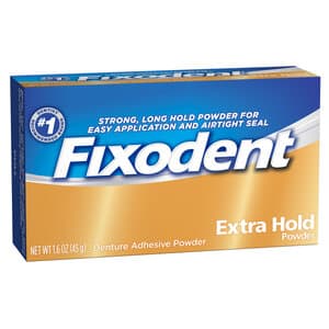 Fixodent Extra Hold Denture Adhesive Powder, 1.6 oz, Case of 24 - FIXODENT DENTURE POWDER 1.6 OZ. EXTRA HOLD CS/24 - Image 1