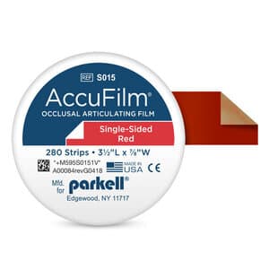 Parkell AccuFilm I Single-Sided Articulating Film, Red, Pre-Cut Strips, 21 Microns, 3-1/2" x 7/8", 280/Box, S015 thumbnail 11