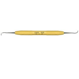 PDT J34-35 Jacquette Miniature Straight Sickle Scaler, Double-Ended, Yellow Resin Handle, R125 thumbnail 6