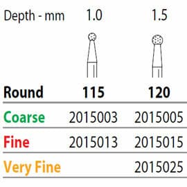 Two Striper Diamond Bur, FG, Round, #120, Coarse, Green, 1.6 mm, 5/Pk, 2015005 thumbnail 11