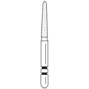 Two Striper Gold-Plated Curettage (GCP™) Diamond Bur, FG, 252.SB, Medium, Cone Beveled End, 1.4 mm Major/0.4 mm Minor Diameter, 8.0 mm Length, Blue Ring, 5/Pk, 2015605 thumbnail 7