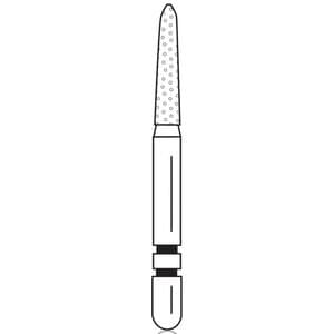 Premier Two Striper Gold-Plated Curettage Diamond Bur, Friction Grip, Medium Grit, Cone Beveled End, 253.SA, 1.6mm Major/0.4mm Minor Diameter, 7mm Length, Pack of 5, #2015609 thumbnail 6