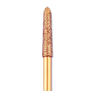 Two Striper Gold-Plated Curettage (GCP) Diamond Bur, FG, Medium, Cone Beveled End, 253.SC, 1.8 mm Major/0.4 mm Minor Diameter, 10 mm Length, Blue Ring, 5/Pk, 2015613 thumbnail 7