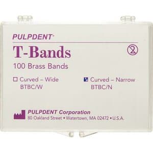 Pulpdent T-Bands, Brass, Curved/Narrow, 0.002" (0.05 mm) Thick, 100/Box, BTBC/N thumbnail 4