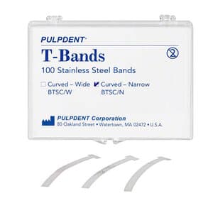 Pulpdent T-Bands, Stainless Steel, Curved/Narrow, 0.002" (0.05 mm) Thick, 100/Box, BTSC/N thumbnail 9