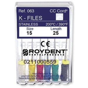 Roydent K-Type Files #15, 25mm, Pack of 6, Stainless Steel, White, 06325015R thumbnail 9