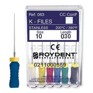 Roydent K-Type Files, Size #10, 31mm, Stainless Steel, Color-Coded Purple, 6/Pack, 06331010R thumbnail 6