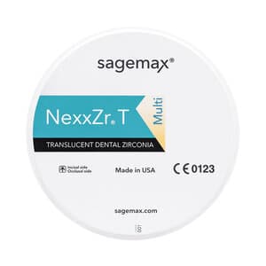 Sagemax NexxZr T Zirconia CAD/CAM Disc, White W98, 16mm, Single Disc thumbnail 2