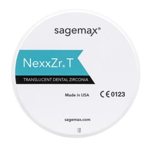 Sagemax NexxZr T Zirconia CAD/CAM Disc, Shade A1, W98, 25mm, Each thumbnail 2