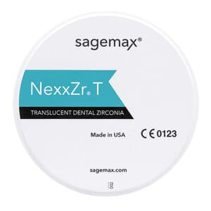 Sagemax NexxZr T Zirconia CAD/CAM Disc, A2, W98, 20mm, Each thumbnail 2