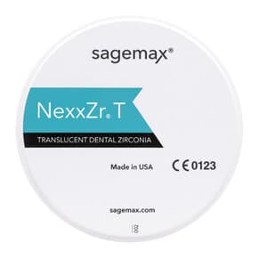 Sagemax NexxZr T Zirconia CAD/CAM Disc, A3 Shade, W98, 16mm, Single Disc thumbnail 2