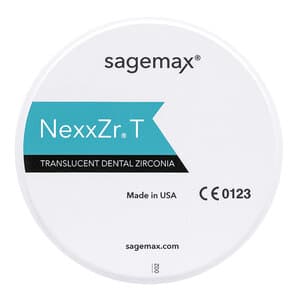 Sagemax NexxZr T Zirconia CAD/CAM Disc, C1 Shade, W98, 14mm, Each thumbnail 2