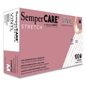 SemperCare® Stretch Vinyl Exam Gloves, Powder Free, Non-Sterile, Medium, White/Cream, 100/Box, SCVNP103 thumbnail 12