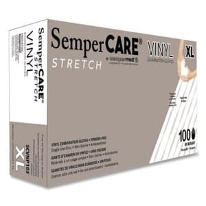 SemperCare Stretch Vinyl Exam Gloves, Powder Free, Non-Sterile, X-Large, Cream, 100/Box, SCVNP105 thumbnail 9