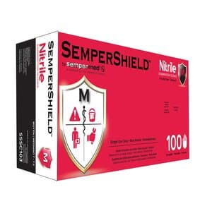 SemperShield Nitrile Exam Gloves, Powder Free, Textured, Medium, Blue, 100/Box - SEMPERSHIELD NITRILE EXAM POWDER FREE TEXTURED MEDIUM BX/100 - Image 1