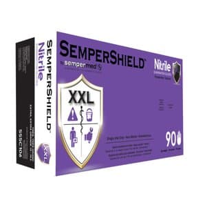 SemperShield Nitrile Exam Gloves, Powder Free, Textured, XX-Large, Blue, 90/Box - SEMPERSHIELD NITRILE EXAM POWDER FREE TEXTURED XX-LARGE BX/90 - Image 1