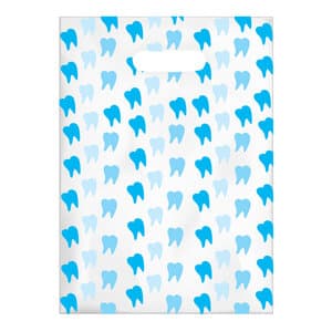 Sherman Specialty Blue Teeth Scatter Patient Bags, 7.5" x 10", Clear with Blue Teeth Design, 100/Pack, 98D thumbnail 5