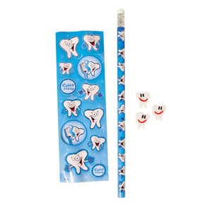 Sherman Specialty Dental Stationery Sets, Tooth Design Pencil, 12 Stickers & 3 Erasers, 72/Pkg, JV127 thumbnail 4