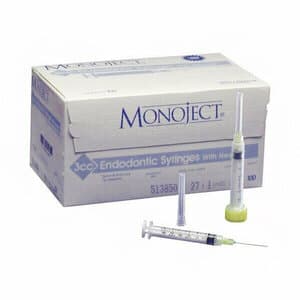 Cardinal Health 513 ED Endodontic Irrigating Syringe, 27 Gauge 1.25" Needle, 3cc, Disposable, 10/Box - 513 ED 27GA 1.25" Endo Syringe w/Needle (100) - Image 1