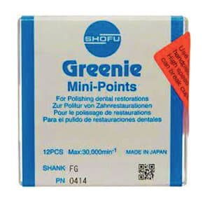 Shofu Greenie Polishers FG Mini-Point, Dark Green, Silicone Carbide, 12/Box, #0414-FG, ISO #030 thumbnail 10