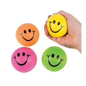 Smilemakers Colorful Smiley Face Stress Balls, Assorted Colors, Pack of 24 - COLORFUL SMILEY FACE STRESS BALLS PK/24 - Image 1