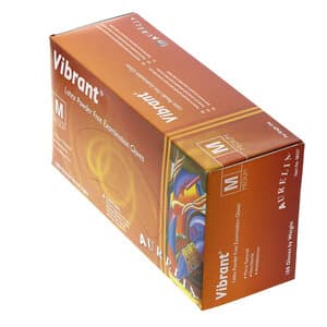 Aurelia Vibrant Chlorinated Examination Latex Gloves, Powder-Free, Micro-Textured, Medium, 100/Box thumbnail 4