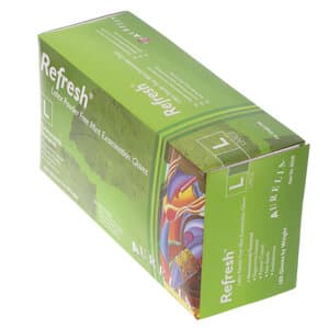 Aurelia Refresh Latex Exam Gloves, Powder-Free, Peppermint Scented, Honeycomb Textured, Large, Green, 100/Box thumbnail 3