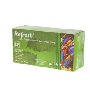 Aurelia Refresh Latex Exam Gloves, Powder-Free, Peppermint Scented, Honeycomb Textured, Extra Small, Green, 100/Box thumbnail 4