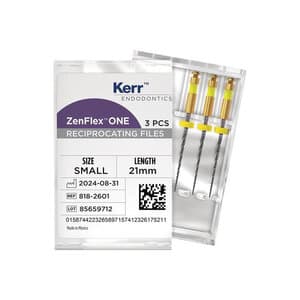 ZenFlex ONE Reciprocating NiTi File, Small, Yellow, .20/.06, 21mm, 3/Pk, 818-2601 thumbnail 12