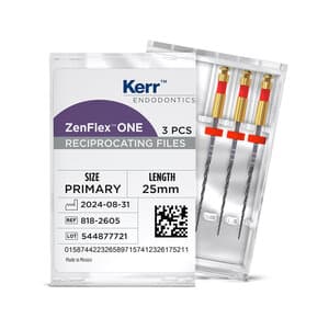 ZenFlex ONE Reciprocating NiTi File, Primary, Red, .25/.06, 25 mm, 3/Pk, 818-2605 thumbnail 13