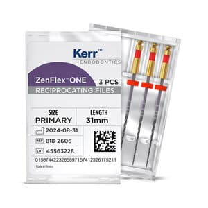 Kerr ZenFlex ONE Reciprocating NiTi File, Primary, Red, .25/.06, 31mm, 3/Pk, 818-2606 thumbnail 7