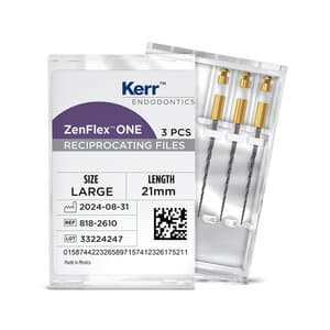 ZenFlex ONE Reciprocating NiTi Endodontic File, Large, White, .45/.06, 21mm, 3/Pk, 818-2610 thumbnail 6