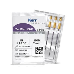 ZenFlex ONE Reciprocating NiTi File, Large, White, .45/.06, 31mm, 3/Pk, 818-2612 thumbnail 7