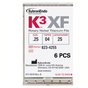 K3XF Nickel Titanium Rotary Files, #25/.04 Taper, 25mm, Red, 6/Pk, 823-4255 thumbnail 13