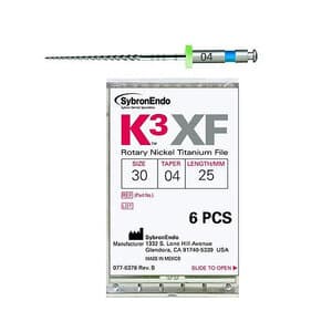 K3XF NiTi Rotary File, .04 Taper, #30, 25 mm, Blue, 6/Pk, 823-4305 thumbnail 13