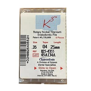 K3 Nickel-Titanium Rotary Endodontic Files, 25 mm, .04 Taper, #35, Green, 6/Pk, 825-4355 thumbnail 12