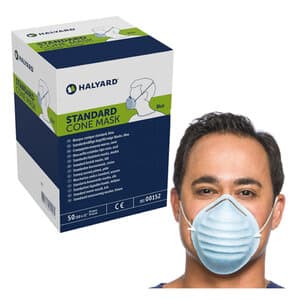 Halyard Classic Cone Masks, Blue with Headband, One Size Fits All, 50/Box - CLASSIC CONE MASKS BLUE W/HEADBAND PK50 - Image 1