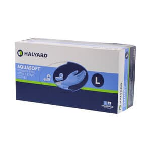 Halyard AQUASOFT Nitrile Exam Gloves, Powder Free, Blue, Large, 300/Box - AQUASOFT NITRILE PF GLOVES BOX 300 LARGE - Image 1
